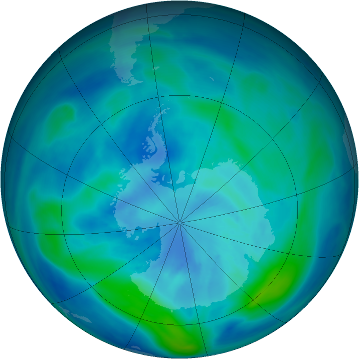 Antarctic ozone map for 23 March 2007